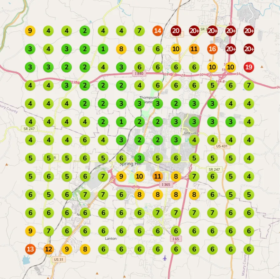 Local ranking heatmap after MapRank